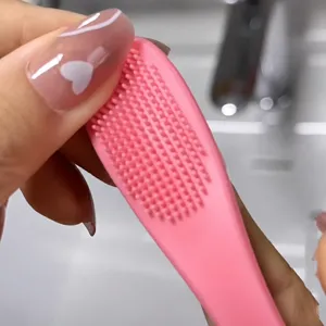 Pink silicone scalp massager shower brush for hair washing bath and body care daily use