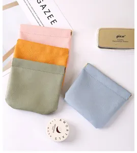 Mini PU leather squeeze coin purse portable lipstick storage bag multi-color cosmetic pouch