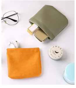 Portable PU leather shrapnel cosmetic pouch mini storage bag for lipstick daily use