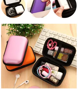Portable hard shell zipper storage pouch for digital cables earphones and small cosmetics