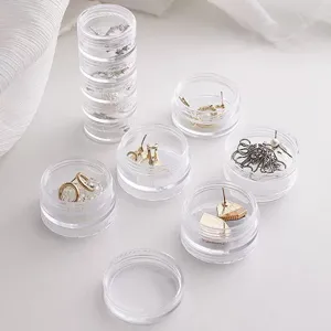 Boîte de rangement de bijoux en plastique transparent empilable mini boîtes boucles.