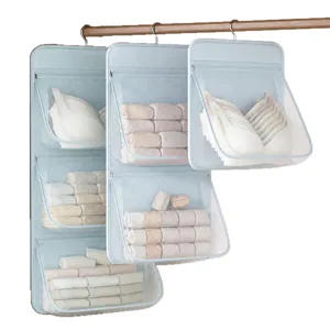 Hanging underwear organizer mesh storage bag for closet bra and socks storage 3-in-1