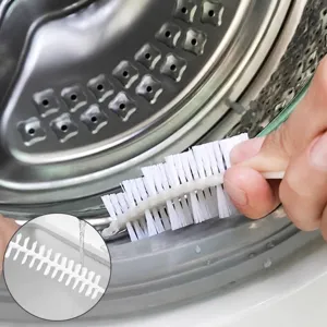Washing machine cleaning brush with long handle for deep cleaning drum seals and gaps easily.