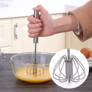 Frusta per uova semi-automatica in acciaio inossidabile, sbattitore manuale mini per cucina.
