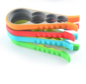 Multi-functional jar opener kitchen gadget set with non-slip grip in four vibrant colors.