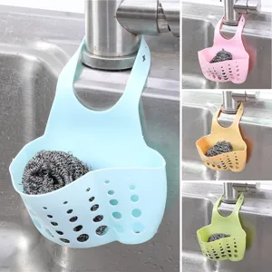 Silicone sink sponge holder drain basket kitchen faucet hanging storage rack organizer basket