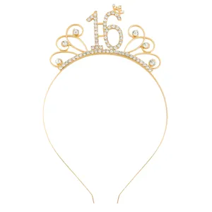 Eleganter goldener Haarreif zum 16. Geburtstag mit funkelnden Strasssteinen