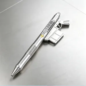 Detailed close-up view of the creative silver sniper rifle gel pen with realistic design.