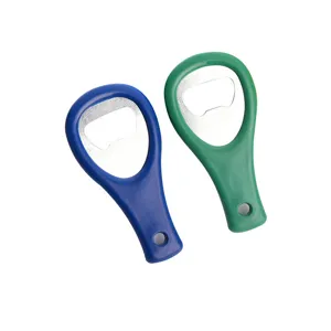 Portable plastic beer bottle opener set with blue and green colors, durable and practical tool.