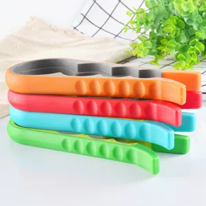 Multifunctional bottle opener and jar gripper set for easy kitchen use, four vibrant colors.