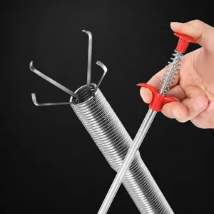 Stainless Steel Pipe Dredger Sink Drain Cleaner Flexible Spring Grabber Tool Bathroom Toilet Cleaning Tool