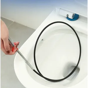 Flexible toilet unblocker snake drain clog remover tool for bathroom cleaning and pipes.