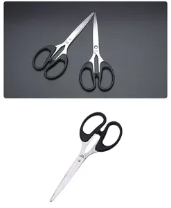Stainless steel detail scissors with black ergonomic handle for office and home crafting tasks.
