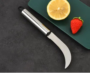 Stainless steel fruit knife curved blade kitchen peeling tool fruit slicer detail view