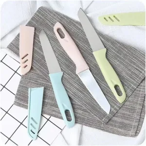 Set de couteaux à fruits en acier inoxydable avec étuis, couteau d'office portable.