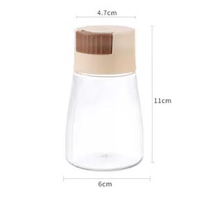 Detailed view of kitchen press-type salt bottle with dimensions showing 11cm height and 6cm base.