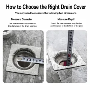 Stainless steel floor drain mesh hair catcher strainer bathroom shower drain cover size guide