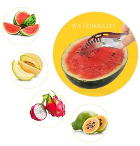 Stainless steel watermelon slicer fruit cutter kitchen tool for easy home watermelon carving.