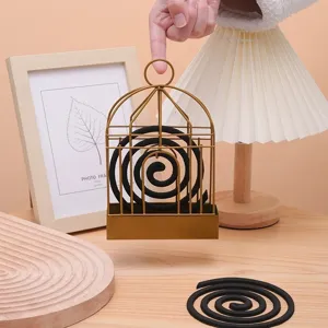 Porte-Spirale Anti-Moustiques Cage à Oiseaux en Fer Créatif de Ménage Cendrier Anti-Brûlure Brûleur d'Encens Suspendu de Bureau Décoration de Maison