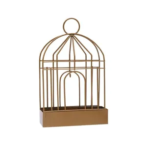 Porte-encens anti-moustiques en métal doré cage à oiseaux créative avec cendrier pour maison