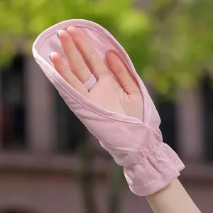 Women summer driving sun protection gloves breathable open finger pink outdoor cycling