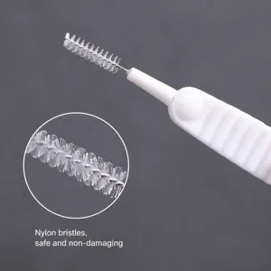 White nylon bristle cleaning brush for small holes and gaps, efficient detail cleaner.