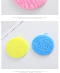 Silicone dishwashing brush, anti-mold kitchen cleaning tool with hanging hole for pots.