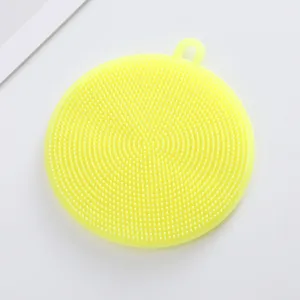 Kitchen Silicone Dishwashing Brush Multi-Color Round Scrubbing Brush Flexible Cleaning Tool For Dishes Pots Pans