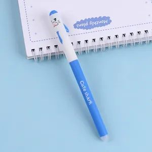 Bolígrafo de gel borrable tiburón lindo 0.7mm bolígrafo neutro azul de dibujos animados papelería.