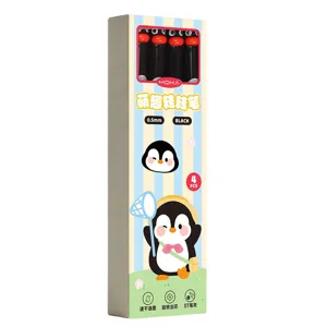 Süßes Pinguin Gelstift Set 4Stk 0.5mm schwarze schnelltrocknende Schreibstifte in Schachtel
