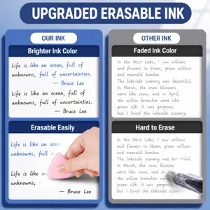 Erasable gel pen refills 0.7mm bullet tip thermal magic erasable black and blue ink.