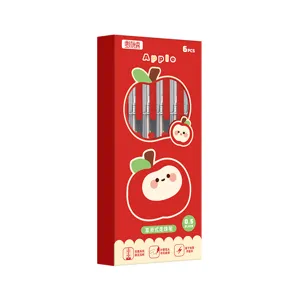 Cute Cartoon Apple Direct-Liquid Rollerball Pen Black Needle Tip Quick-Drying Gel Pen Student School Stationery Supply