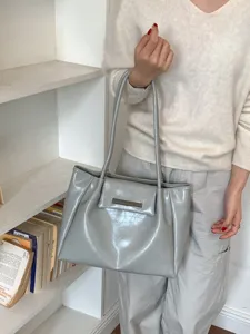 Vintage Damen-Einkaufstasche aus weichem Leder mit Falten, große Kapazität, Schultertasche