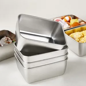 Stainless steel food storage container set kitchen rectangular stackable bento box