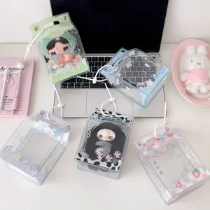 Clear PVC Milk Box Shape Ita Bag For Doll Display Transparent Storage Bag With Print Pattern Kawaii Hanging Pouch Bag For Girls