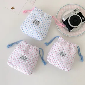 Bolsas acolchadas con cordón y lunares para cámara Instax y objetos pequeños