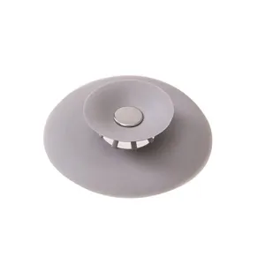 Gray Silicone Sink Drain Stopper UFO Floor Drain Cover Anti-Clogging Kitchen Bathroom