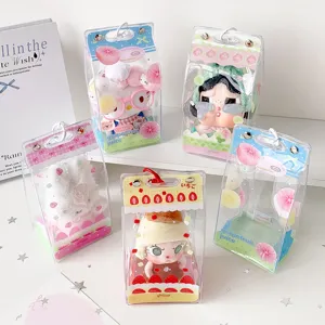 Clear PVC milk carton shaped display bags for storing and showing off cotton plush dolls.