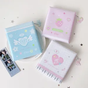 Set estético de tres álbumes de PVC pastel para fotocards K-pop y fotos de cuatro cortes