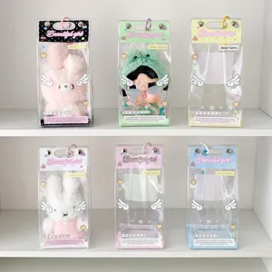 Set of transparent angel wing carrier bags for 10cm cotton doll display and storage