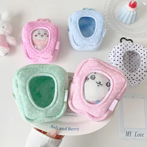 Collection of colorful plush doll display bags with clear windows for mini plush storage