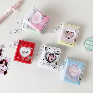 Mini álbumes de fotos con corazón de colores y ganchos de llavero decorativos