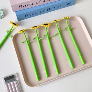 Detailed close-up of creative sunflower-shaped silicone gel pens arranged in a tray
