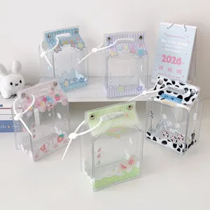 Transparent milk carton display bags for plush dolls with various cute patterns