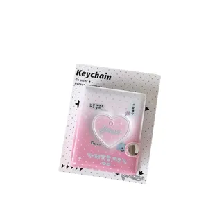 Mini álbum rosa porta tarjetas con forma de corazón para fotos con soporte de cartón decorado