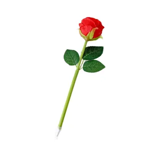Creative red rose flower ballpoint pen for wedding signature gifts and desktop decoration