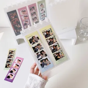 Transparent ring binder album designed for four-cut photobooth strips and collectible cards