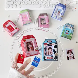 Mini álbumes de fotos con forma de cartón de leche para guardar tarjetas de idol