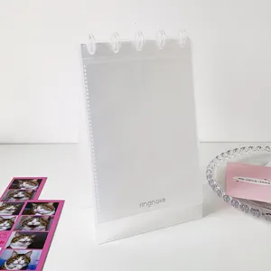 Minimalist translucent mushroom ring card holder stand for desktop photo storage and display