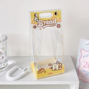 Bolsa de PVC transparente para muñecas con lindo patrón de pan de dibujos